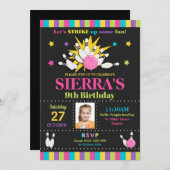 ボーリングのバースデーパーティ招待状の女の子 招待状 (正面/裏面)