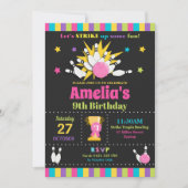 ボーリングのバースデーパーティ招待状の女の子 招待状 (正面)