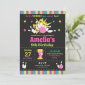 ボーリングのバースデーパーティ招待状の女の子 招待状 (スタンド正面)