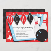 ボーリングのバースデーパーティ招待状 招待状 (正面/裏面)