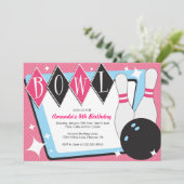 ボーリングのバースデーパーティ招待状 招待状 (スタンド正面)