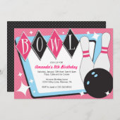 ボーリングのバースデーパーティ招待状 招待状 (正面/裏面)