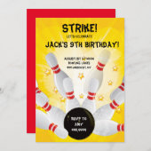ボーリングのバースデーパーティ招待状 招待状 (正面/裏面)