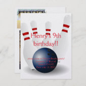 ボーリングのバースデー・カード 招待状 (正面/裏面)