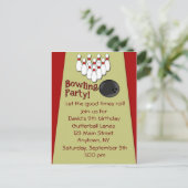 ボーリングのパーティの招待状 インビテーションポストカード (スタンド正面)