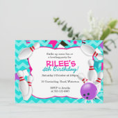 ボーリングのパーティの招待状-女の子 招待状 (スタンド正面)