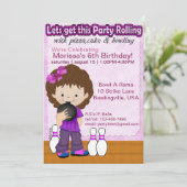 ボーリングの女の子のパーティーの招待 招待状 (スタンド正面)