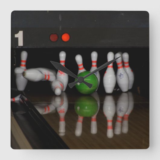 ボーリングの時計 スクエア壁時計 (正面)