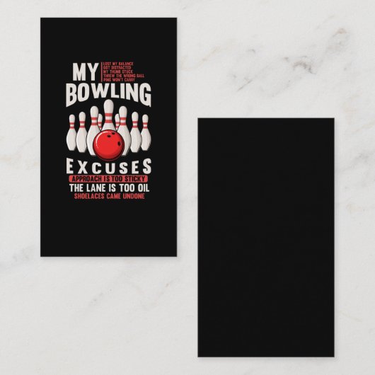 ボーリングの言い訳おもしろいボウリングをする人、 クリケットの投手ユーモア 名刺 (正面/裏面)