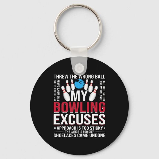 ボーリングの言い訳おもしろい言葉アートスポーツ キーホルダー (正面)
