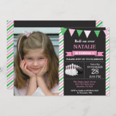 ボーリングの誕生日の招待状の第1誕生会 招待状 (正面/裏面)