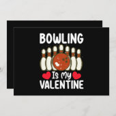 ボーリングは私のバレンタインデーの愛ハート 招待状 (正面/裏面)