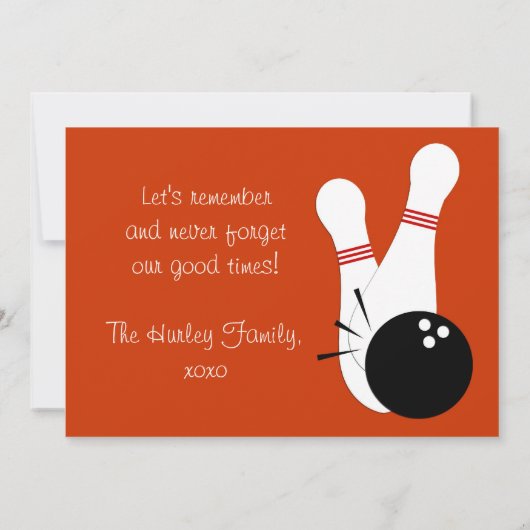 ボーリングをしようパーティの招待状 招待状 (裏面)