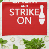 ボーリングをすること-平静を保ち、打って下さい キッチンタオル (折り畳み)