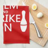 ボーリングをすること-平静を保ち、打って下さい キッチンタオル (四つ折り)