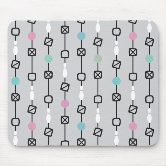 ボーリングをするストライプなマウスパッド マウスパッド (正面)