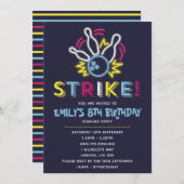 ボーリングをするパーティーの誕生日の招待状 招待状 (正面/裏面)
