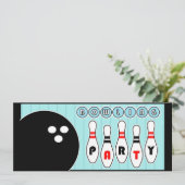 ボーリングをするパーティーはヴィンテージの招待状をピンで止めます 招待状 (スタンド正面)