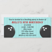 ボーリングをするパーティーはヴィンテージの招待状をピンで止めます 招待状 (裏面)
