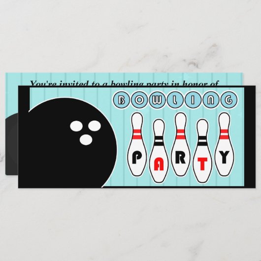 ボーリングをするパーティーはヴィンテージの招待状をピンで止めます 招待状 (正面/裏面)