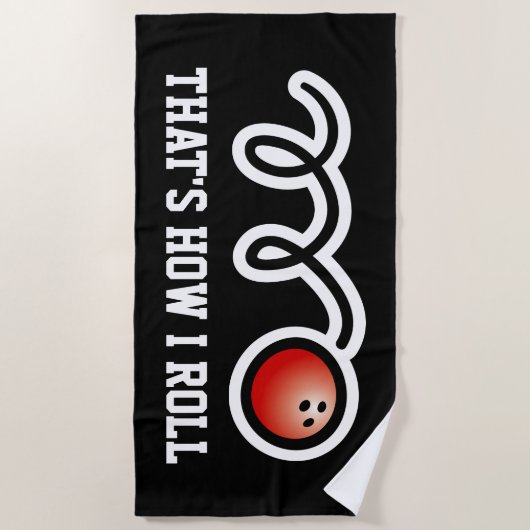 ボーリングをするファンのためのおもしろいなビーチタオルのギフト ビーチタオル (正面)