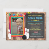 ボーリングをする招待の写真ボールの黒板の招待状 招待状 (正面)