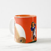 ボーリングをする殴打 ツートーンマグカップ (正面左)