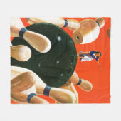 ボーリングをする殴打 フリースブランケット (正面(横))