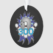 ボーリングをする300のスコアの名前およびチーム オーナメント (正面)