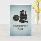 ボーリングをテーマにしたパーティー-クール男らし誕生日 カード (黄色い花)