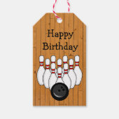 ボーリングをテーマにした誕生日のToおよびFrom ギフトタグ (正面)