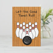 ボーリングをテーマにした誕生日パーティー 招待状 (スタンド正面)