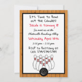 ボーリングをテーマにした誕生日パーティー 招待状 (裏面)