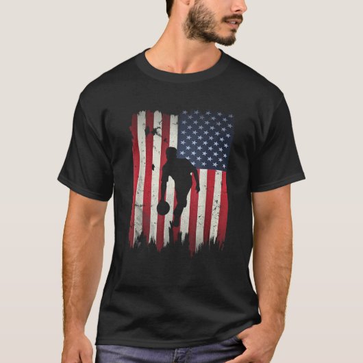 ボーリングアメリカ国旗7月4日愛国心のあるボ Tシャツ (正面)