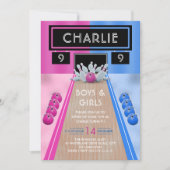 ボーリングアリーボーイズアンドガール子供の誕生日 招待状 (正面)