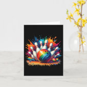 ボーリングカラフルゲームデーボーリング恋人かわいいビブラ カード (黄色い花)