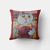 ボーリングキャットフォークアー絵を描トのデザインおもしろい クッション (裏面)