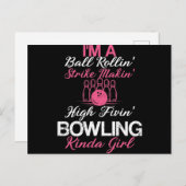 ボーリングキンダガールおもしろいガールドーターボウリングをする人、 クリケットの投手 ポストカード (正面/裏面)