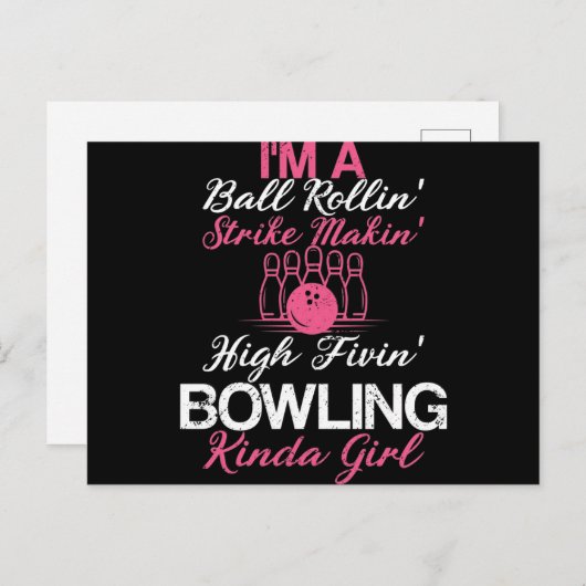 ボーリングキンダガールおもしろいガールドーターボウリングをする人、 クリケットの投手 ポストカード (正面/裏面)