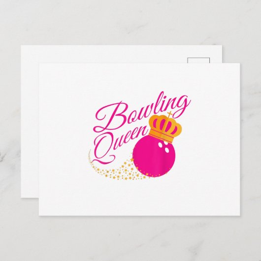 ボーリングクイーンおもしろいギフト女の子ボウリングをする人、 クリケットの投手 インビテーションポストカード (正面/裏面)