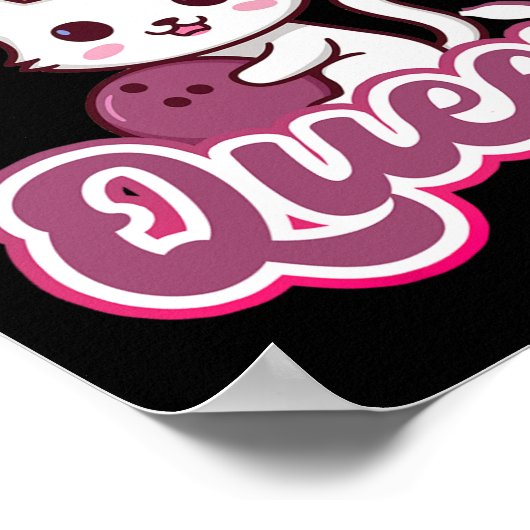 ボーリングクイーンかわいい女ガーリーかわいいアニメ猫 ポスター (角)