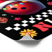 ボーリングクリスマスオボウリーナイトサンタハットクリステム ポスター (角)