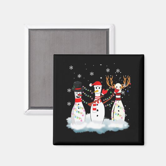 ボーリングクリスマスパジャマライツトインディアサンタおもしろい マグネット (正面/裏面)