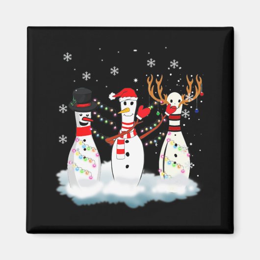 ボーリングクリスマスパジャマライツトインディアサンタおもしろい マグネット (正面)