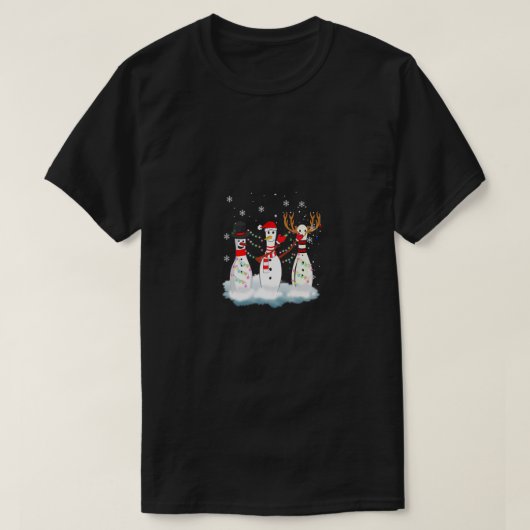 ボーリングクリスマスパジャマライツトインディアサンタおもしろい Tシャツ (デザイン正面)