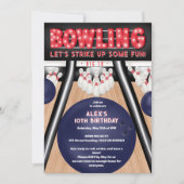 ボーリングクールの子供の誕生日パーティーはおもしろいをストライキ 招待状 (正面)