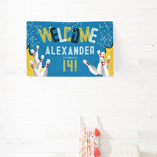 ボーリングクールブルーストライクバースデーパーティーへようこそ 横断幕 (インサイチュ)