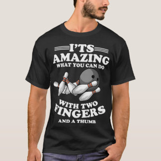 ボーリングケゲルストライクボーリングセンターフィンガーユーモアT Tシャツ
