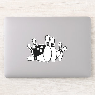 ボーリングシルエットWIthボーリングピンとボール シール