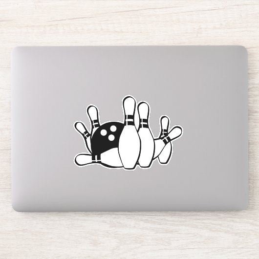 ボーリングシルエットWIthボーリングピンとボール シール (コンピューター)